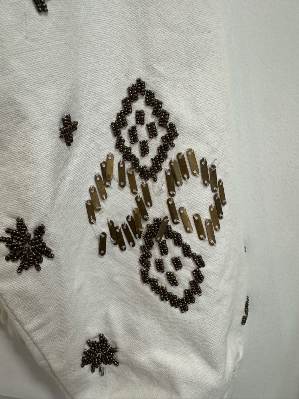 Chico's Beaded Aztec Southwestern Full Zip Jacket White Cream Size 2 Large - Picture 11 of 14